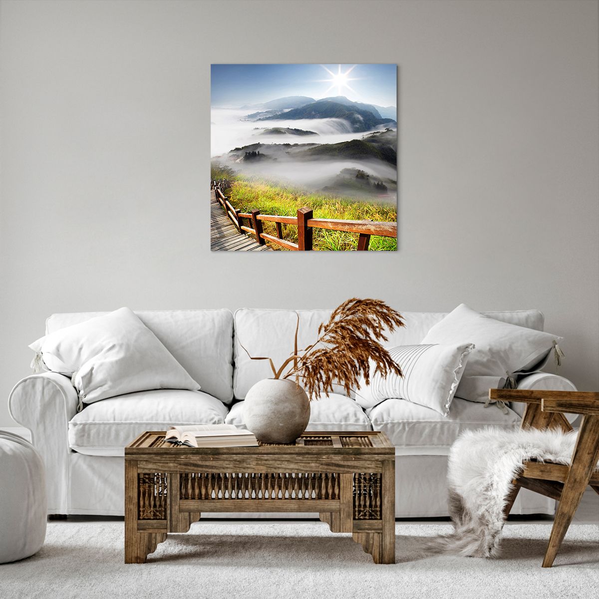 Obraz Na Płótnie - Góry Droga Mgła - 60X60 Cm - Ac60X60-2444