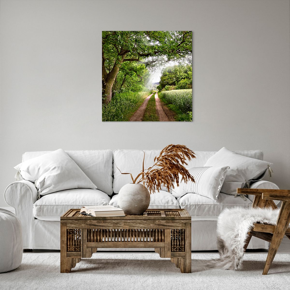 Obraz Na Płótnie - Las Pole Droga - 60X60 Cm - Ac60X60-2637