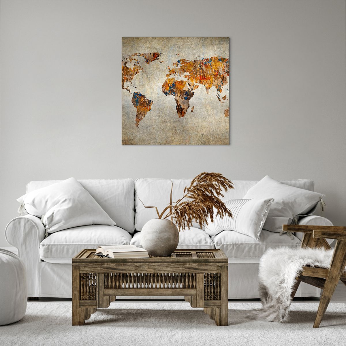 Obraz Na Płótnie - Mapa Kontynent - 60X60 Cm - Ac60X60-2783