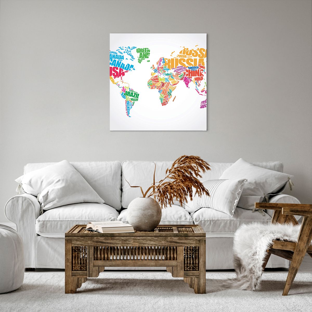 Obraz Na Płótnie - Mapa Kontynent - 60X60 Cm - Ac60X60-2860