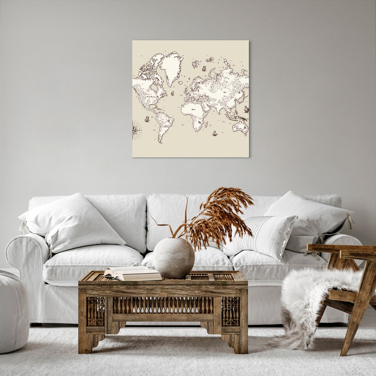 Obraz Na Płótnie - Mapa Kontynent - 60X60 Cm - Ac60X60-2910