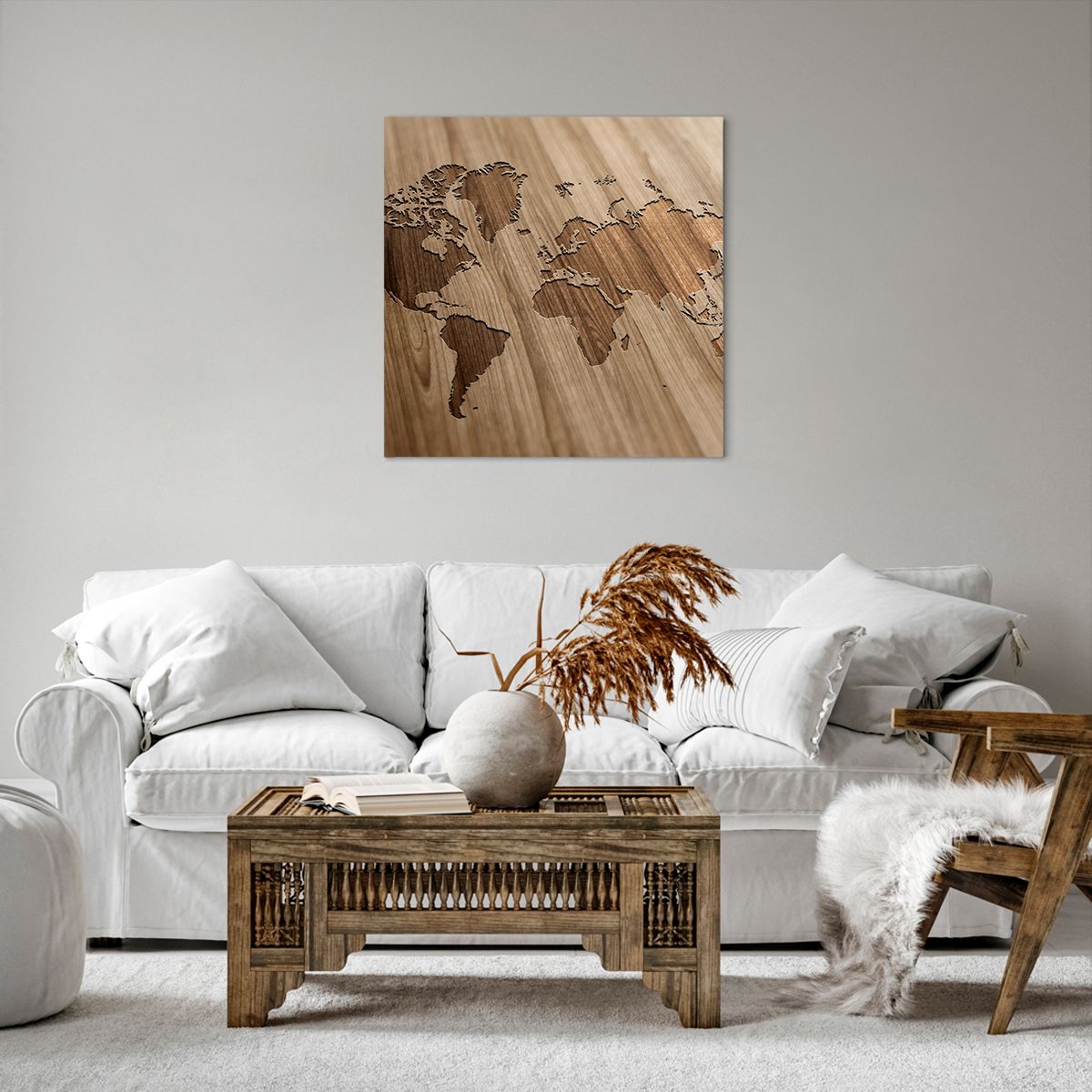 Obraz Na Płótnie - Mapa Kontynent - 60X60 Cm - Ac60X60-3042