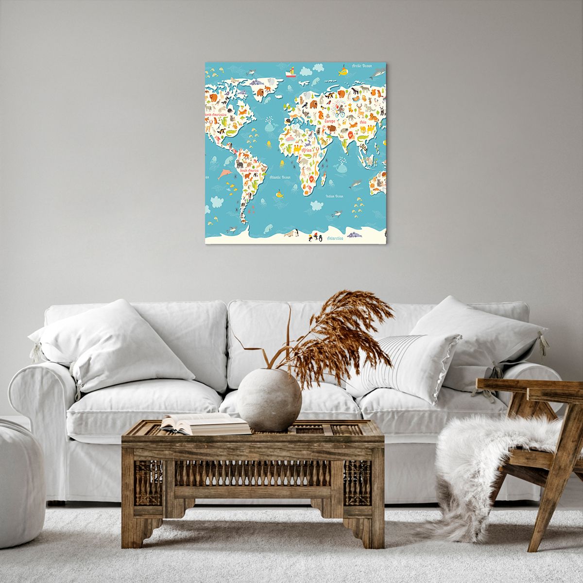 Obraz Na Płótnie - Mapa Kontynent - 60X60 Cm - Ac60X60-3106