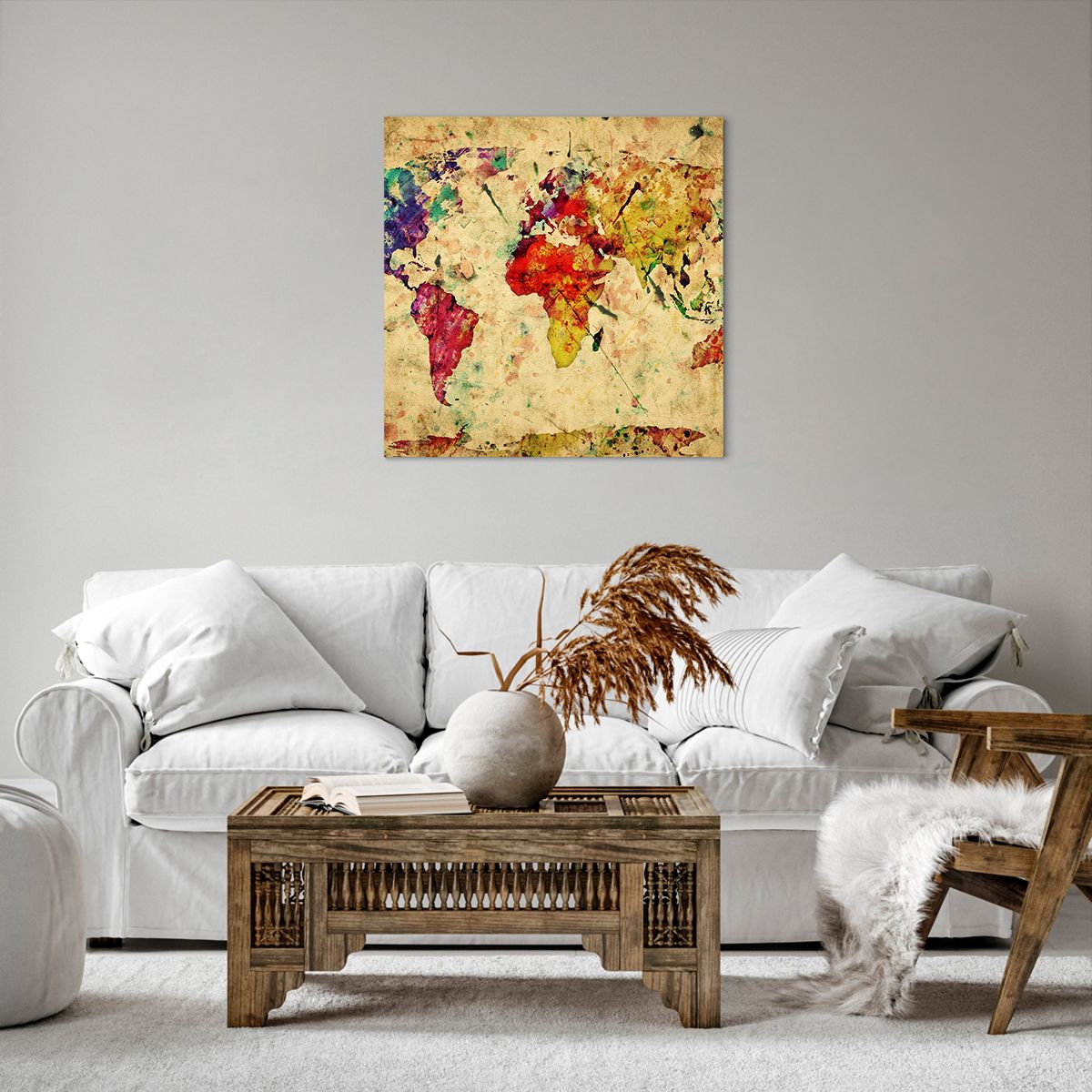 Obraz Na Płótnie - Mapa Kontynenty  - 60X60 Cm - Ac60X60-3582