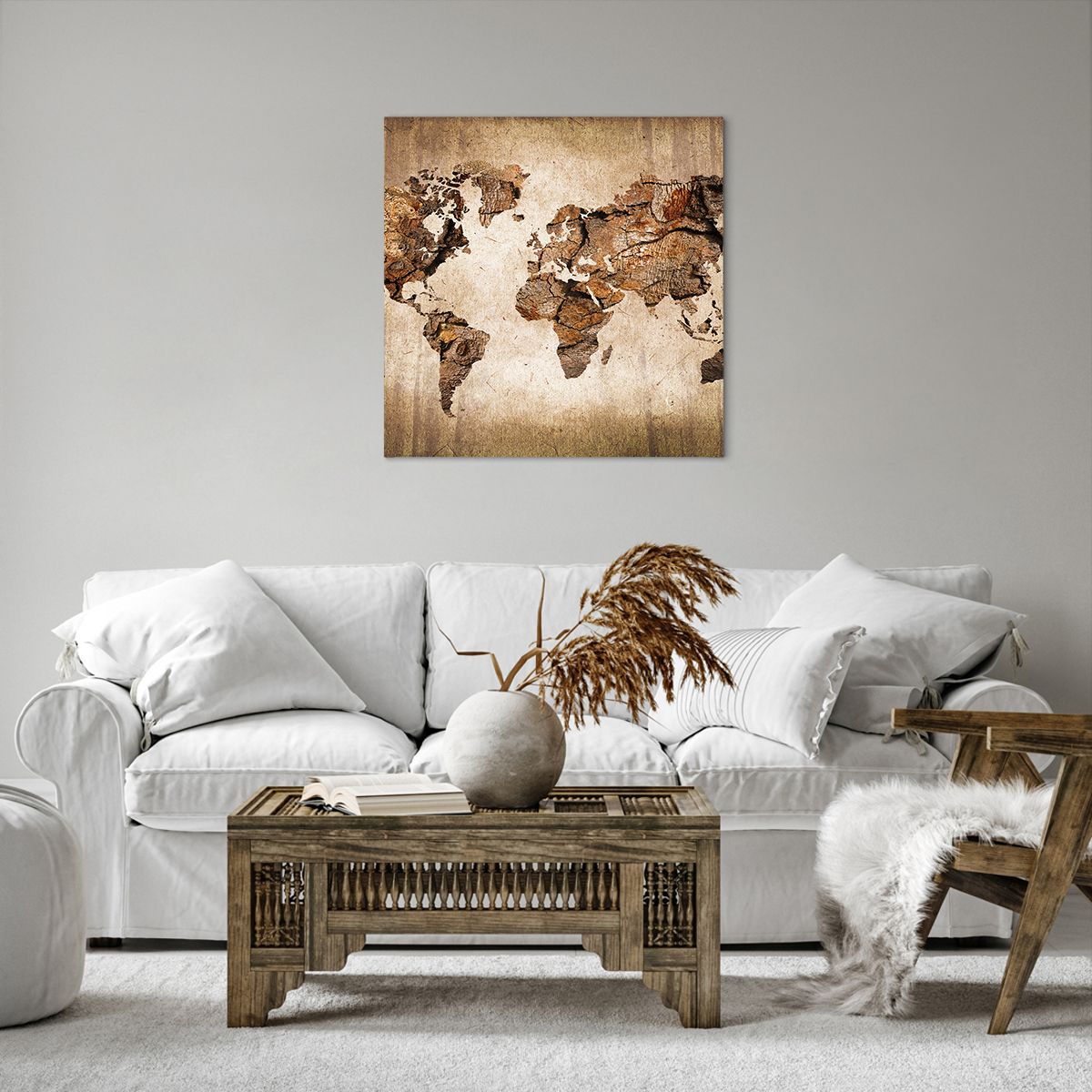 Obraz Na Płótnie - Mapa Kontynenty - 60X60 Cm - Ac60X60-3590