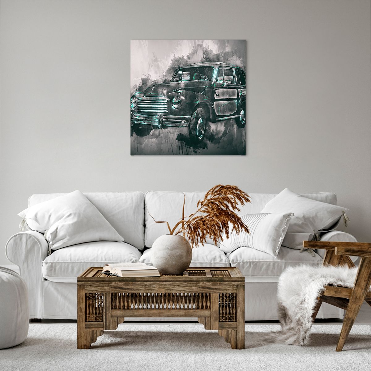 Obraz Na Płótnie - Samochód Retro  - 60X60 Cm - Ac60X60-3834