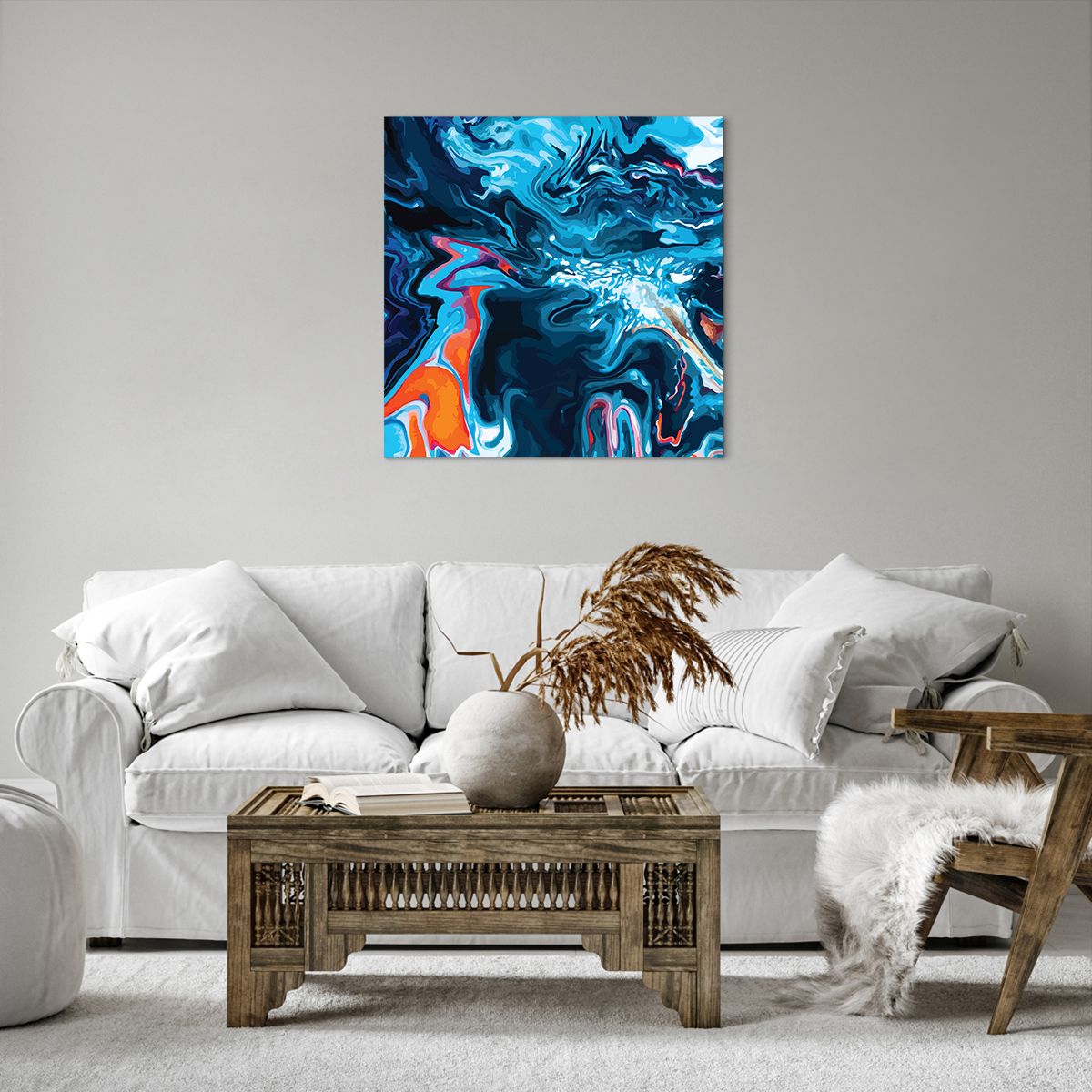 Obraz Na Płótnie - Abstrakcja Błękit  - 60X60 Cm - Ac60X60-4085