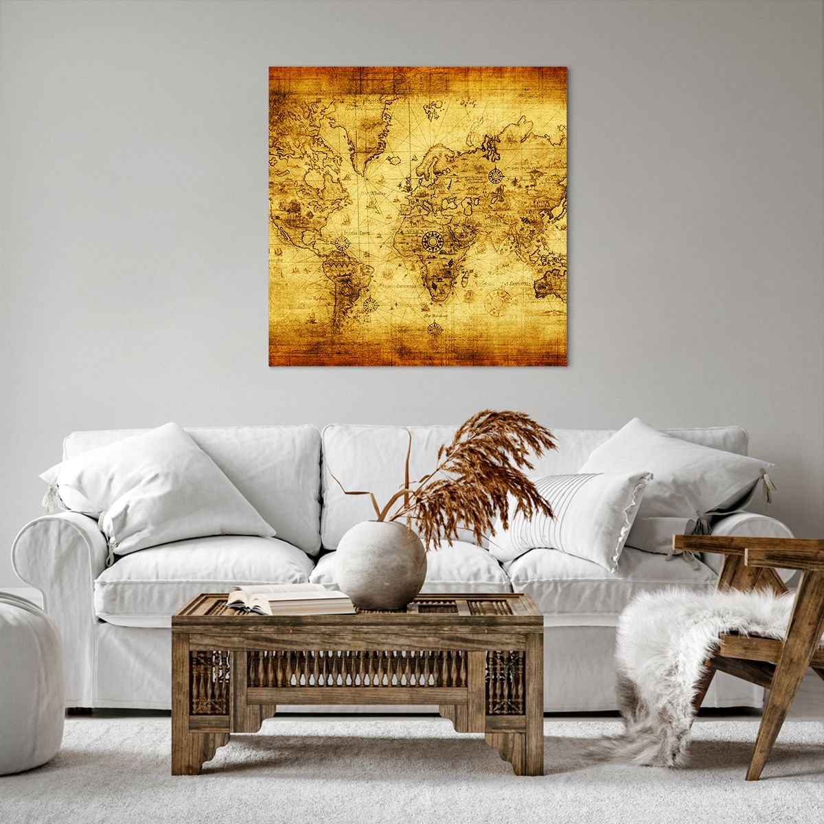 Obraz Na Płótnie - Mapa Świata - 70X70 Cm - Ac70X70-0127
