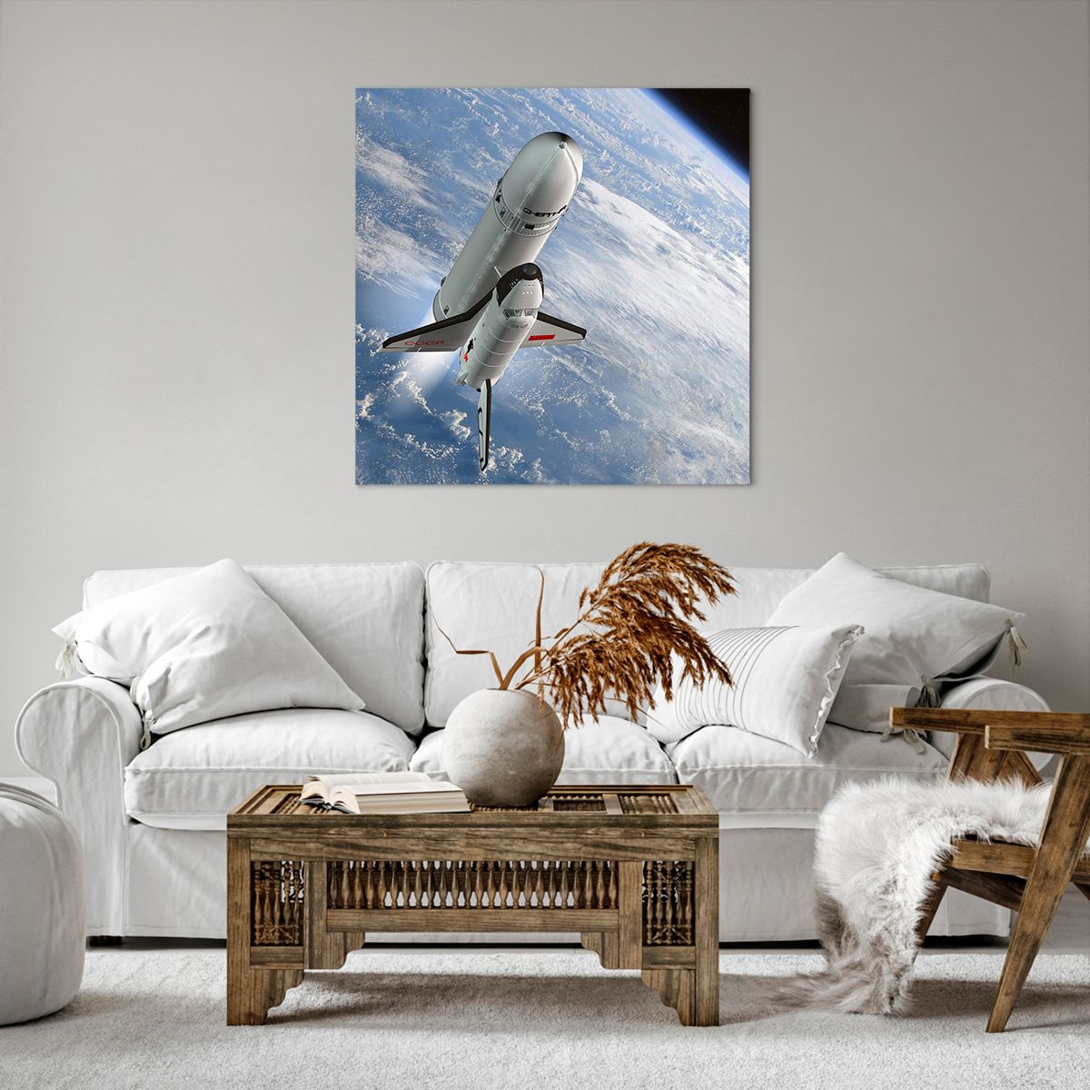 Obraz Na Płótnie - Sputnik Orbita - 70X70 Cm - Ac70X70-0496