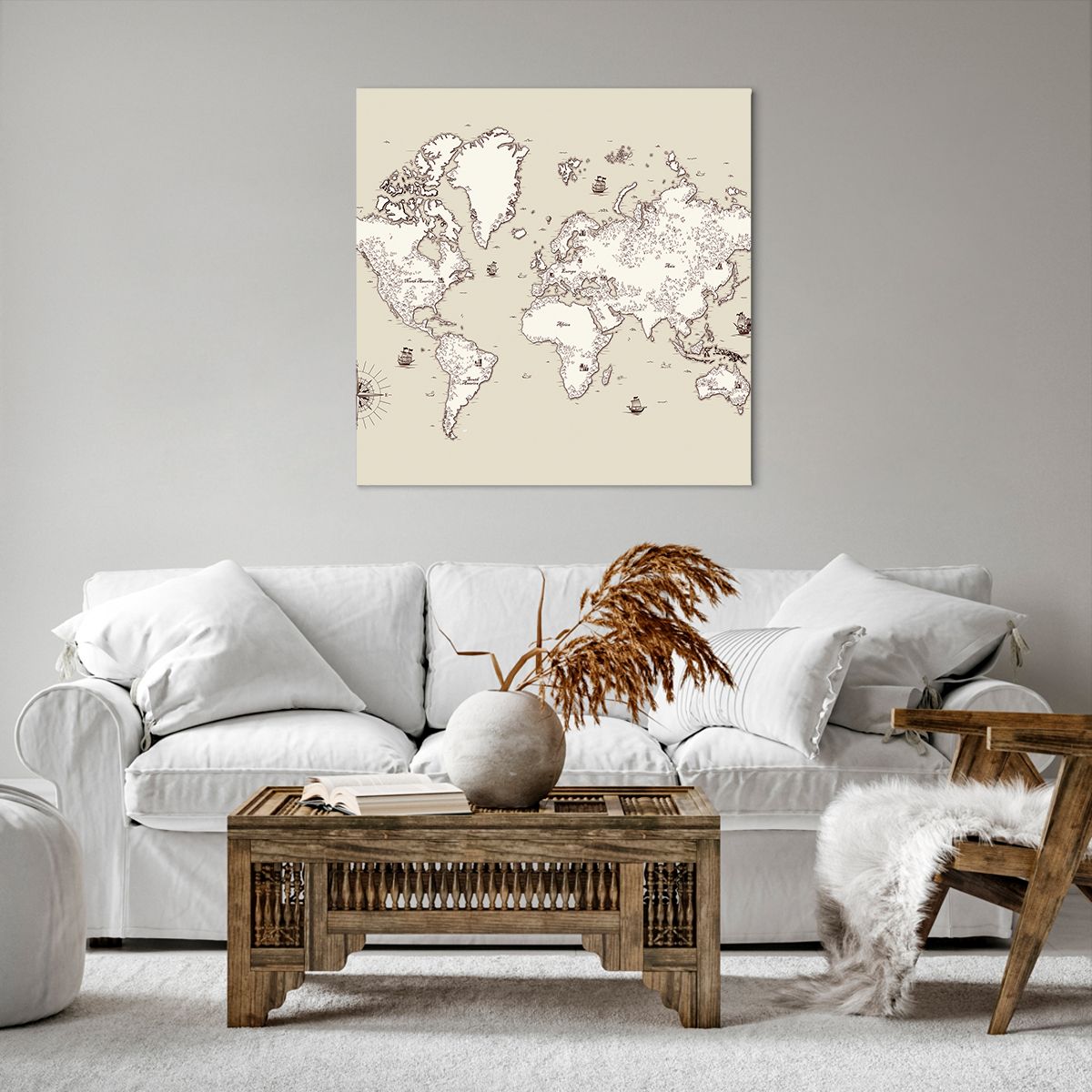 Obraz Na Płótnie - Mapa Kontynent - 70X70 Cm - Ac70X70-2910
