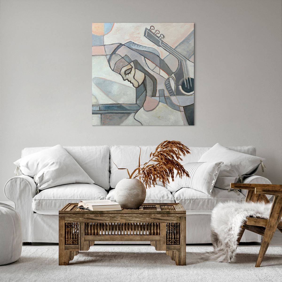 Obraz Na Płótnie - Kobieta Gitara  - 70X70 Cm - Ac70X70-3739