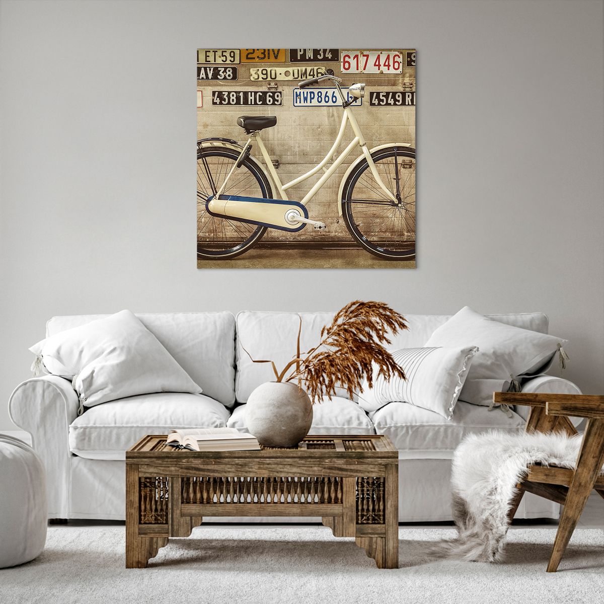 Obraz Na Płótnie - Rower Mur Tablica - 70X70 Cm - Ac70X70-3764