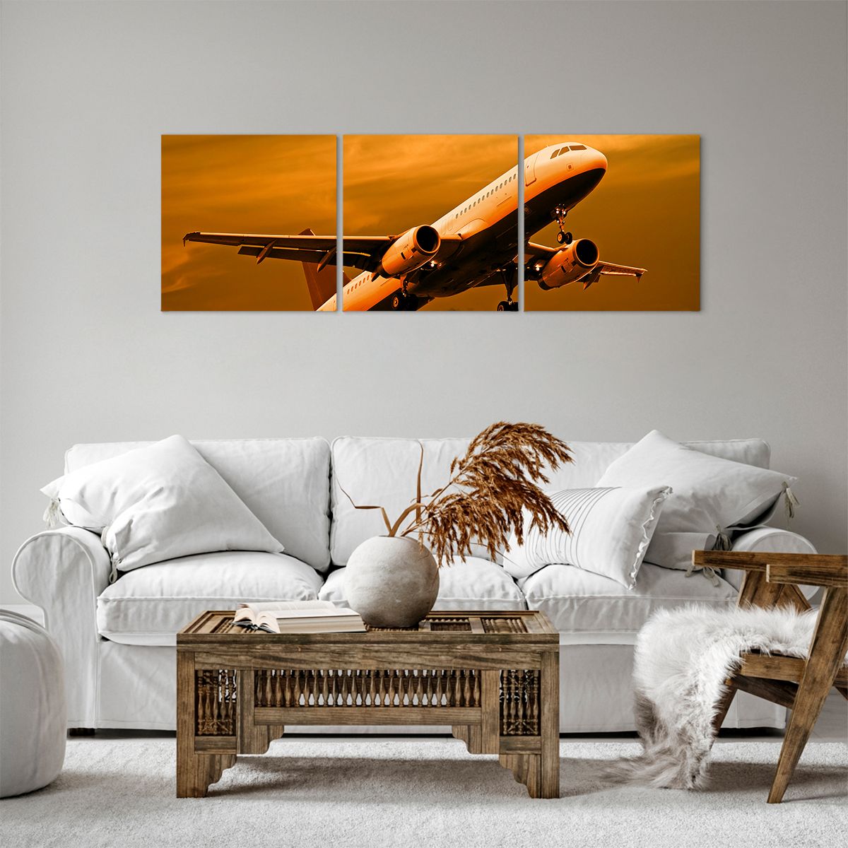 Obraz Na Płótnie - Samolot Start - 120X40 Cm - Ca120X40-0368