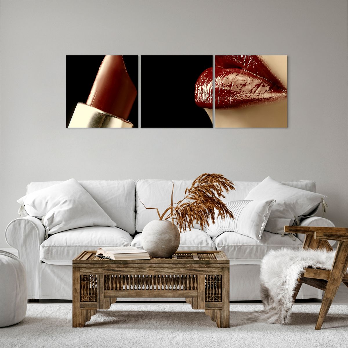 Obraz Na Płótnie - Kobieta Usta  - 120X40 Cm - Ca120X40-0414