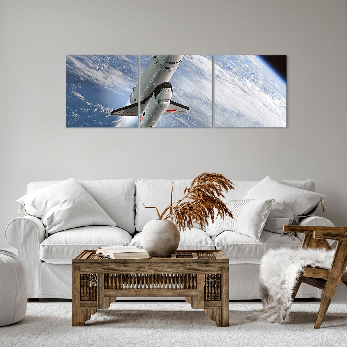 Obraz Na Płótnie - Sputnik Orbita - 120X40 Cm - Ca120X40-0496
