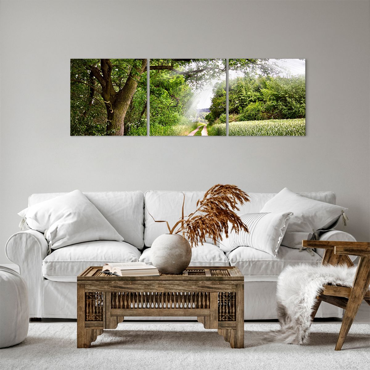 Obraz Na Płótnie - Las Pole Droga - 120X40 Cm - Ca120X40-2637