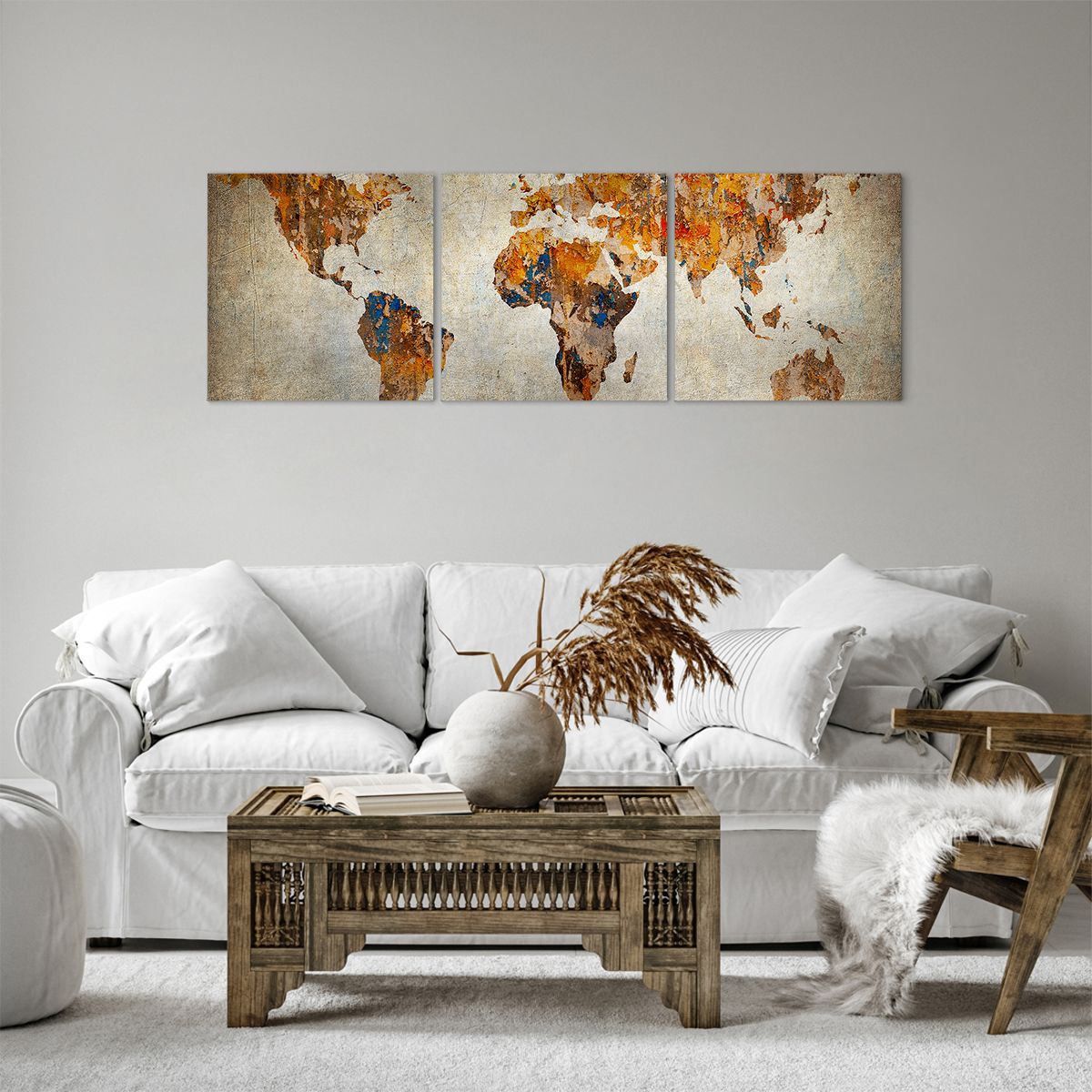 Obraz Na Płótnie - Mapa Kontynent - 120X40 Cm - Ca120X40-2783