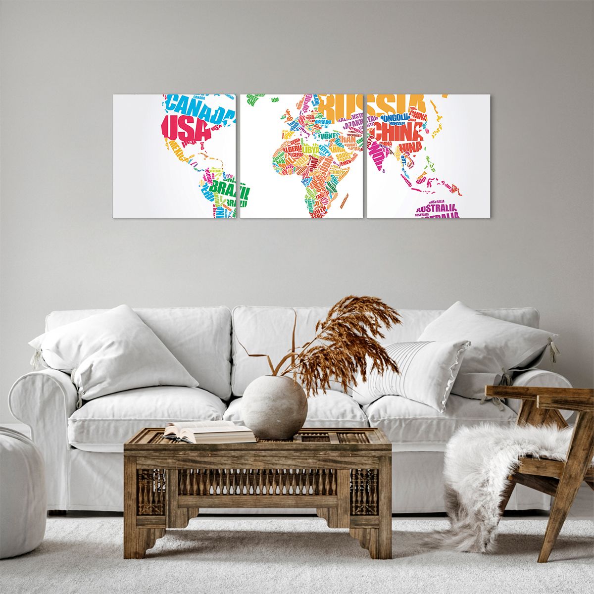 Obraz Na Płótnie - Mapa Kontynent - 120X40 Cm - Ca120X40-2860