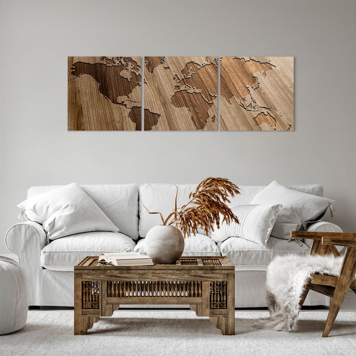 Obraz Na Płótnie - Mapa Kontynent - 120X40 Cm - Ca120X40-3042