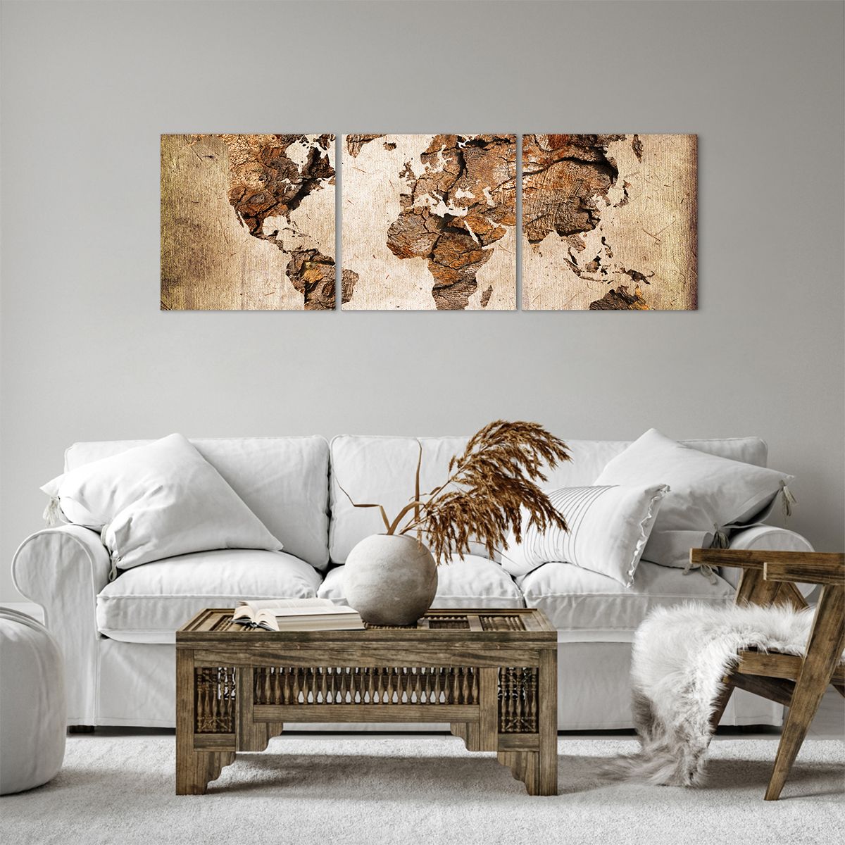 Obraz Na Płótnie - Mapa Kontynenty - 120X40 Cm - Ca120X40-3590