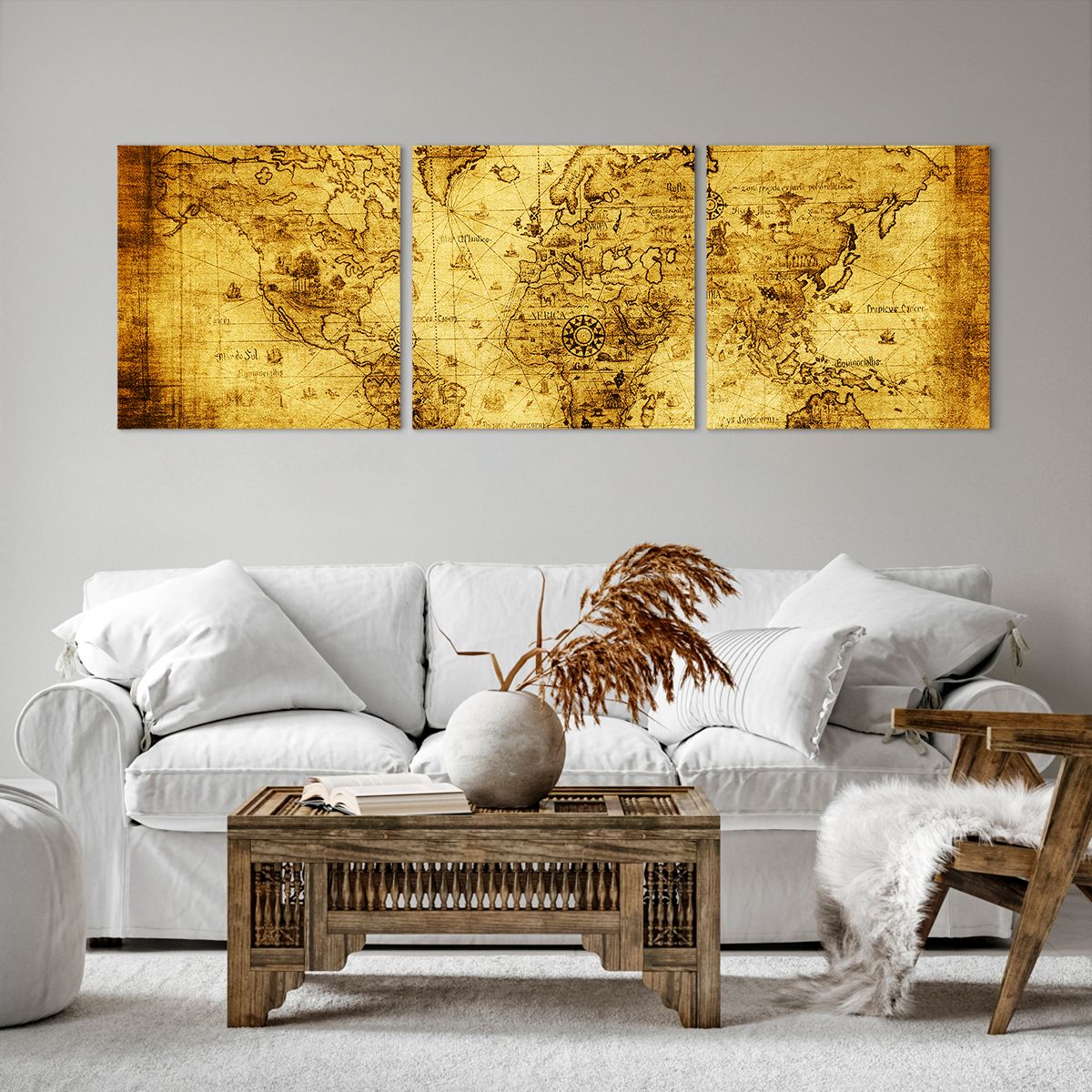 Obraz Na Płótnie - Mapa Świata - 150X50 Cm - Ca150X50-0127