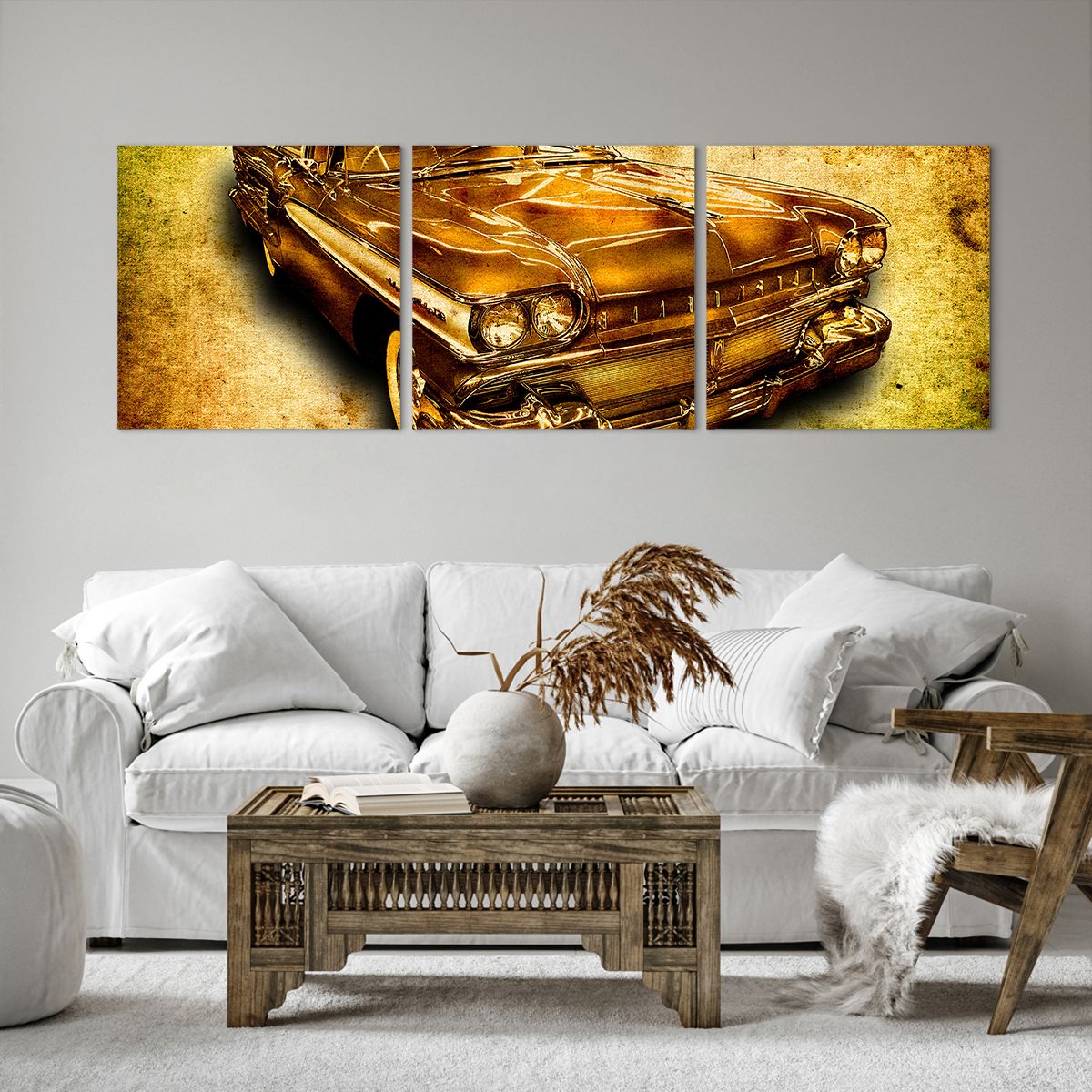 Obraz Na Płótnie - Samochód Sepia - 150X50 Cm - Ca150X50-0526