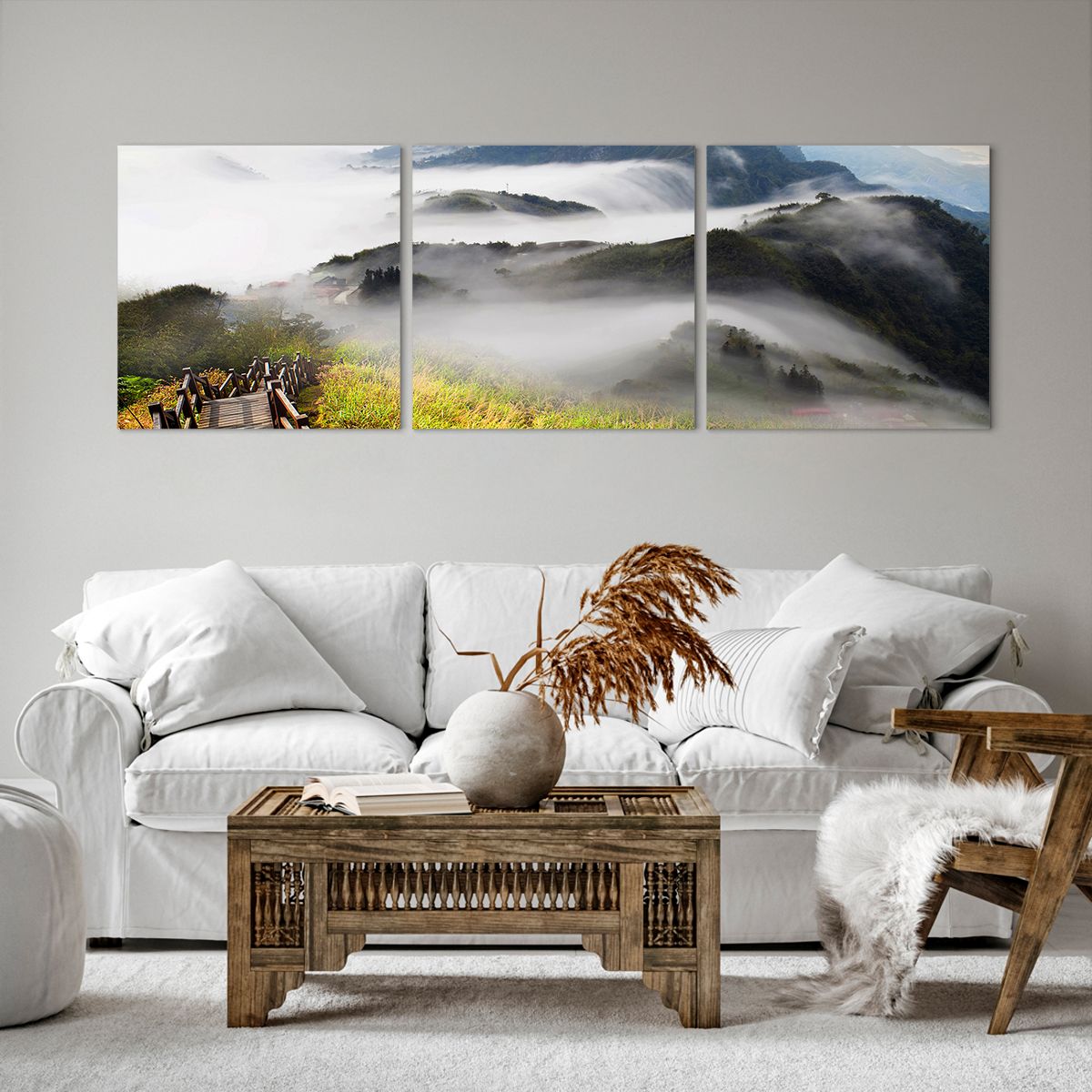 Obraz Na Płótnie - Góry Droga Mgła - 150X50 Cm - Ca150X50-2444