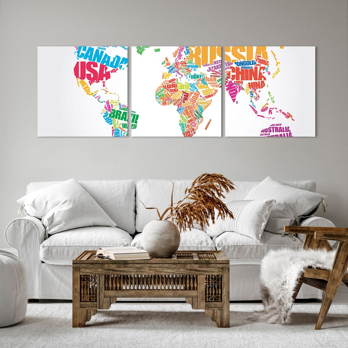 Obraz Na Płótnie - Mapa Kontynent - 150X50 Cm - Ca150X50-2860
