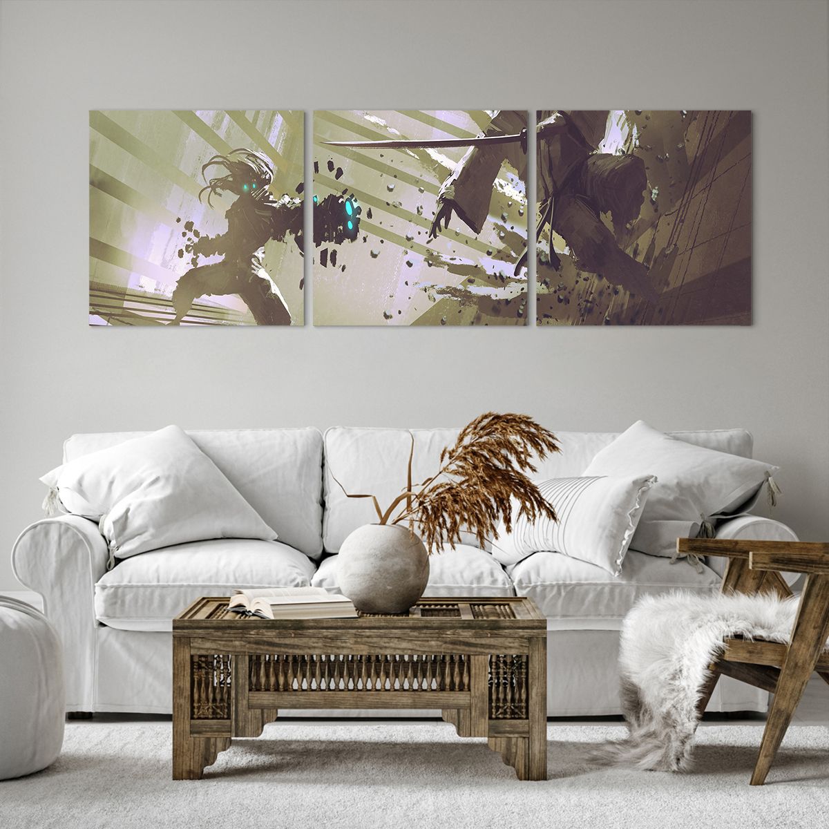 Obraz Na Płótnie - Roboty Walka - 150X50 Cm - Ca150X50-2912