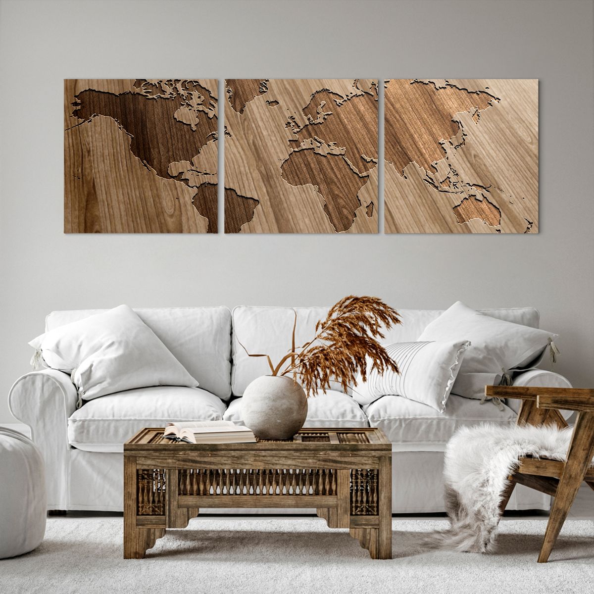 Obraz Na Płótnie - Mapa Kontynent - 150X50 Cm - Ca150X50-3042