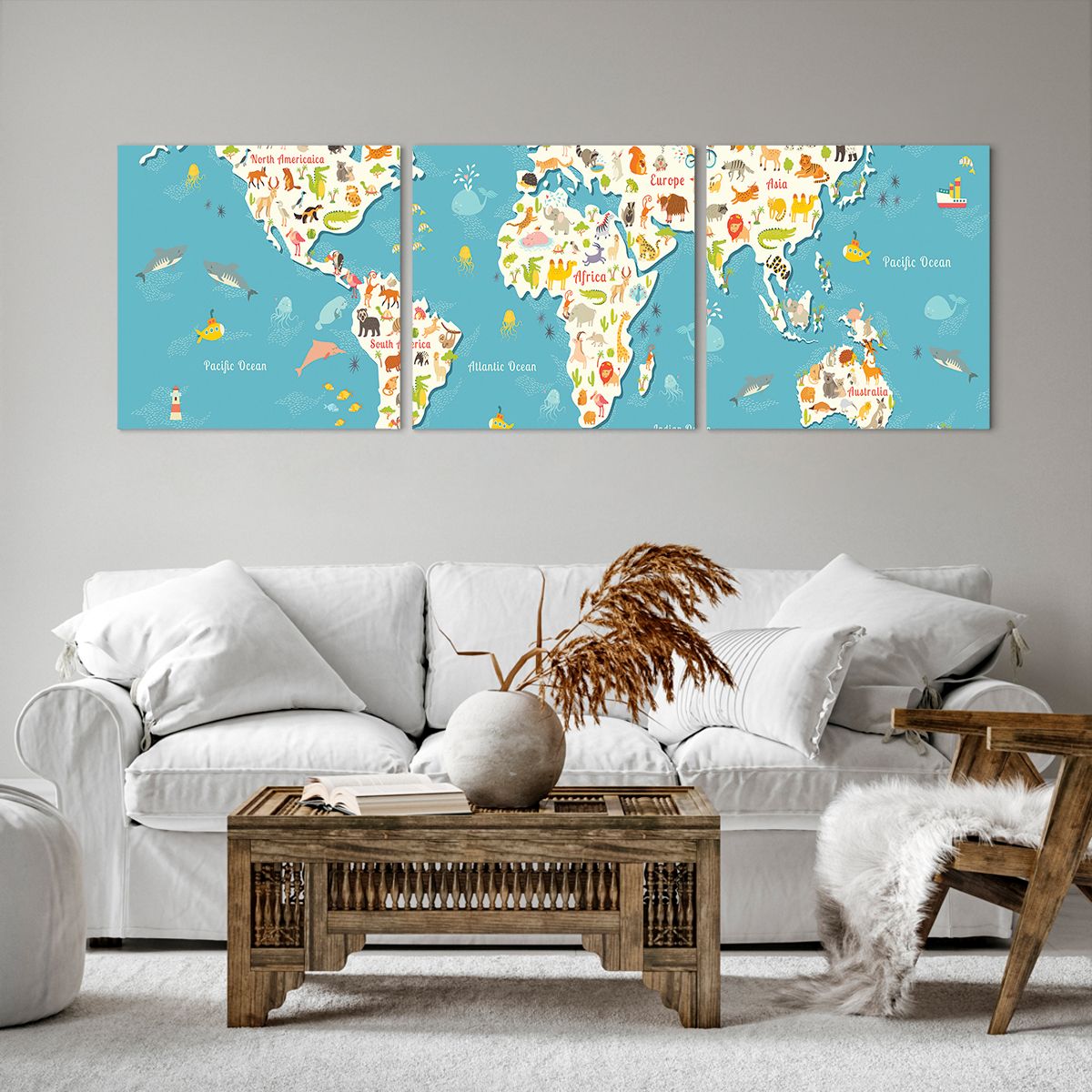 Obraz Na Płótnie - Mapa Kontynent - 150X50 Cm - Ca150X50-3106