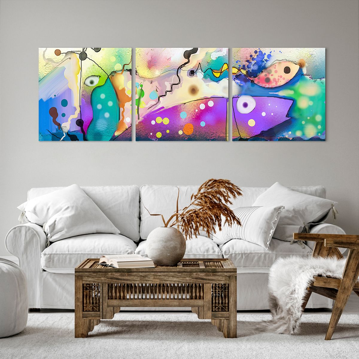 Obraz Na Płótnie - Ryby Pastele  - 150X50 Cm - Ca150X50-4096