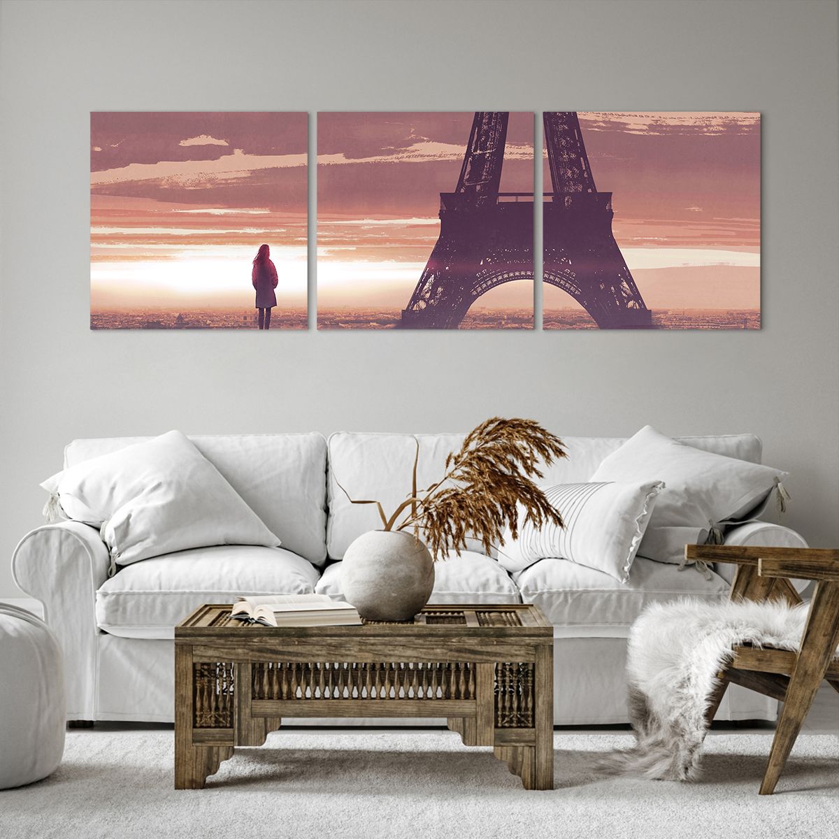 Obraz Na Płótnie - Wieża Eiffla Postać - 150X50 Cm - Ca150X50-4104
