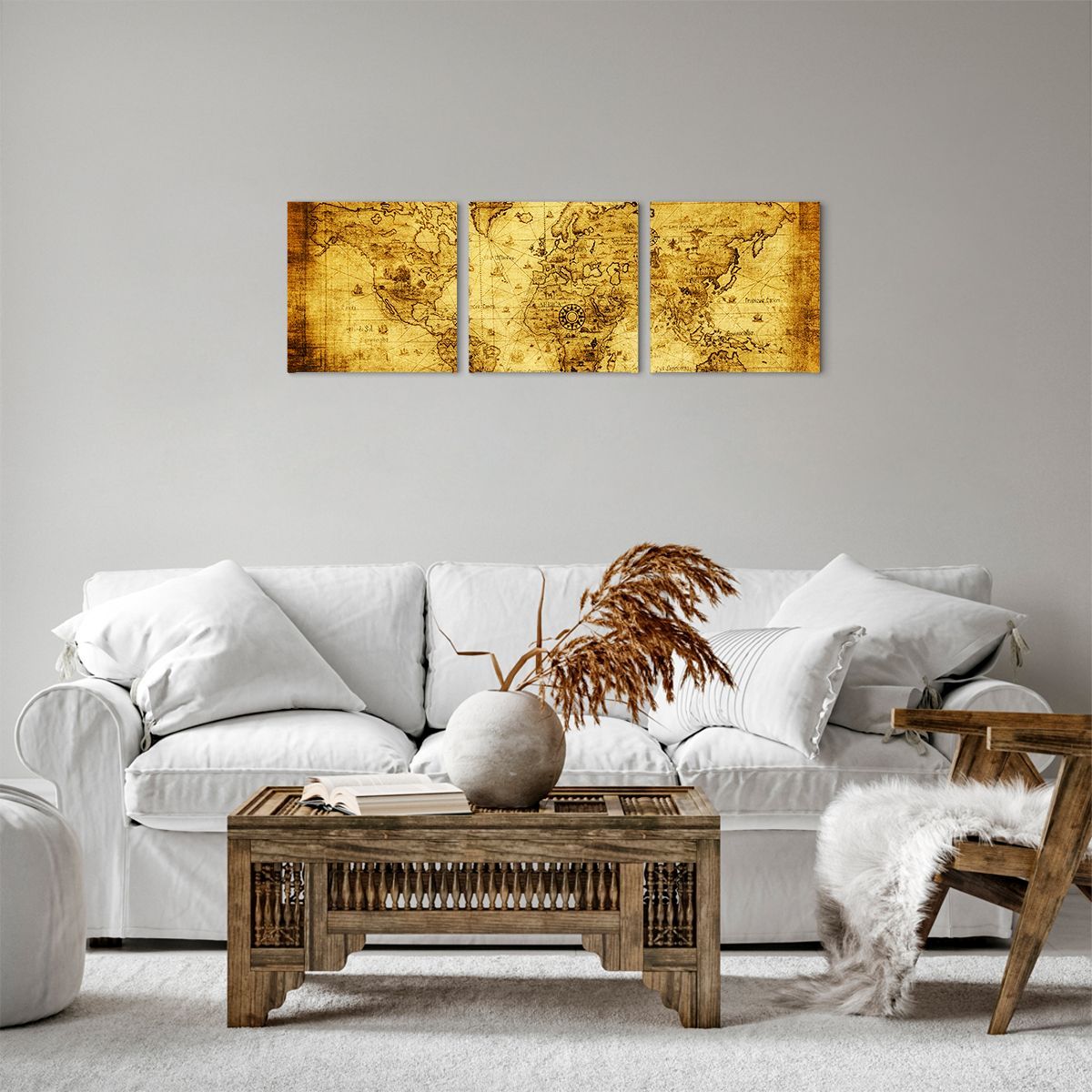 Obraz Na Płótnie - Mapa Świata - 90X30 Cm - Ca90X30-0127