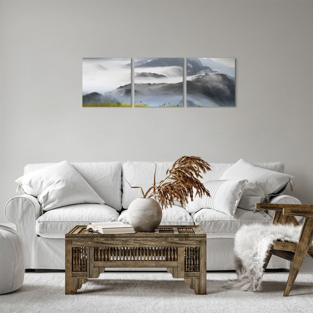 Obraz Na Płótnie - Góry Droga Mgła - 90X30 Cm - Ca90X30-2478