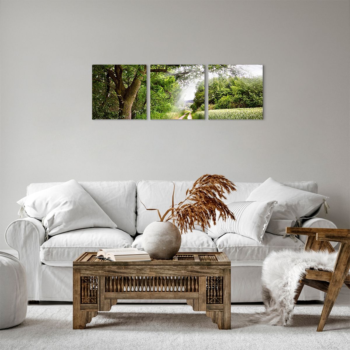 Obraz Na Płótnie - Las Pole Droga - 90X30 Cm - Ca90X30-2637