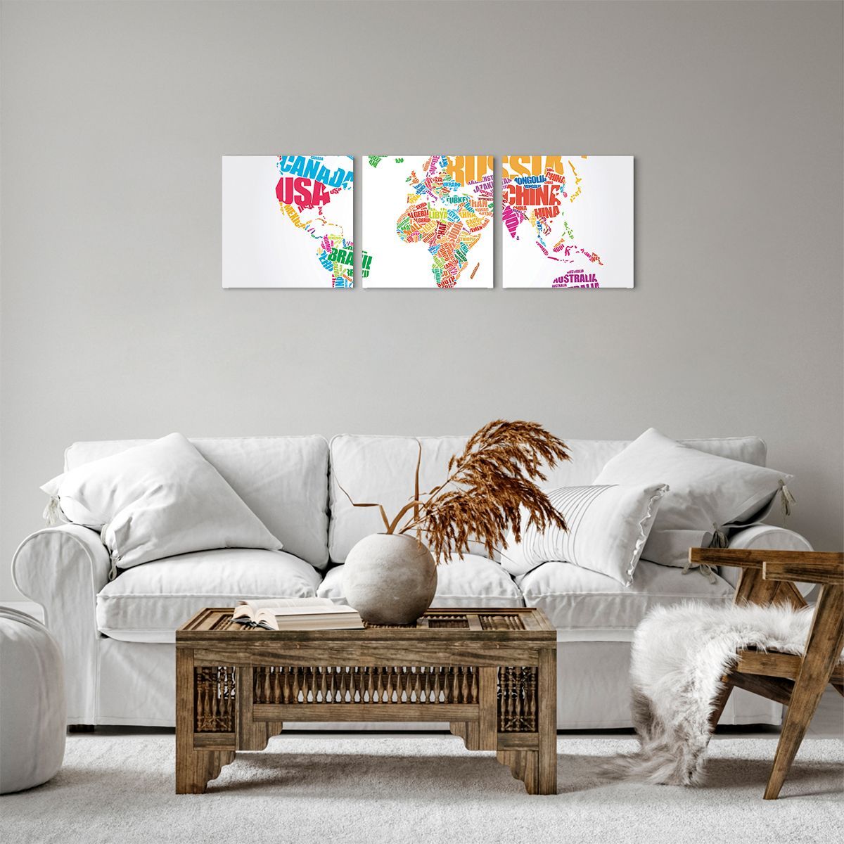 Obraz Na Płótnie - Mapa Kontynent - 90X30 Cm - Ca90X30-2860