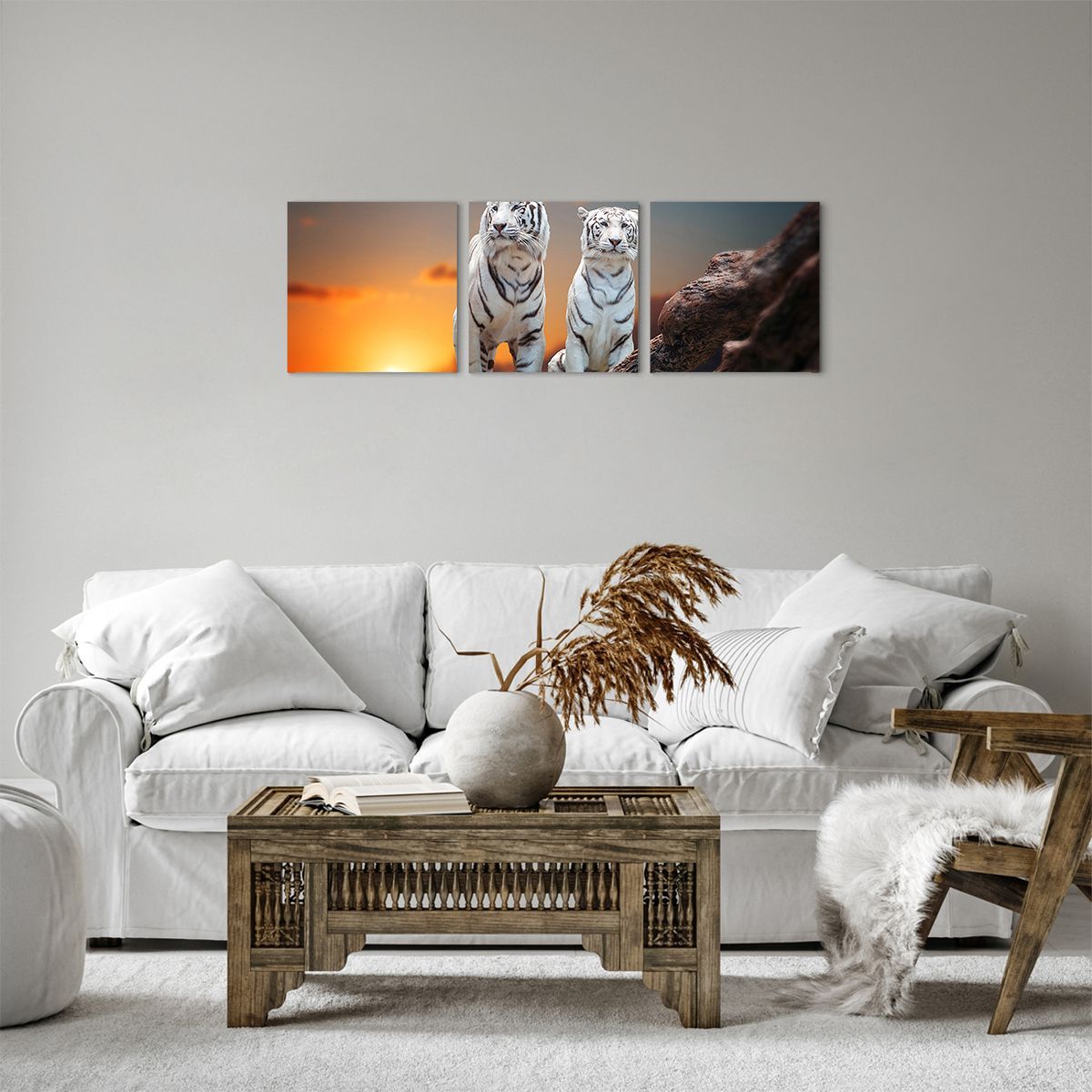 Obraz Na Płótnie - Tygrys Skała  - 90X30 Cm - Ca90X30-2901