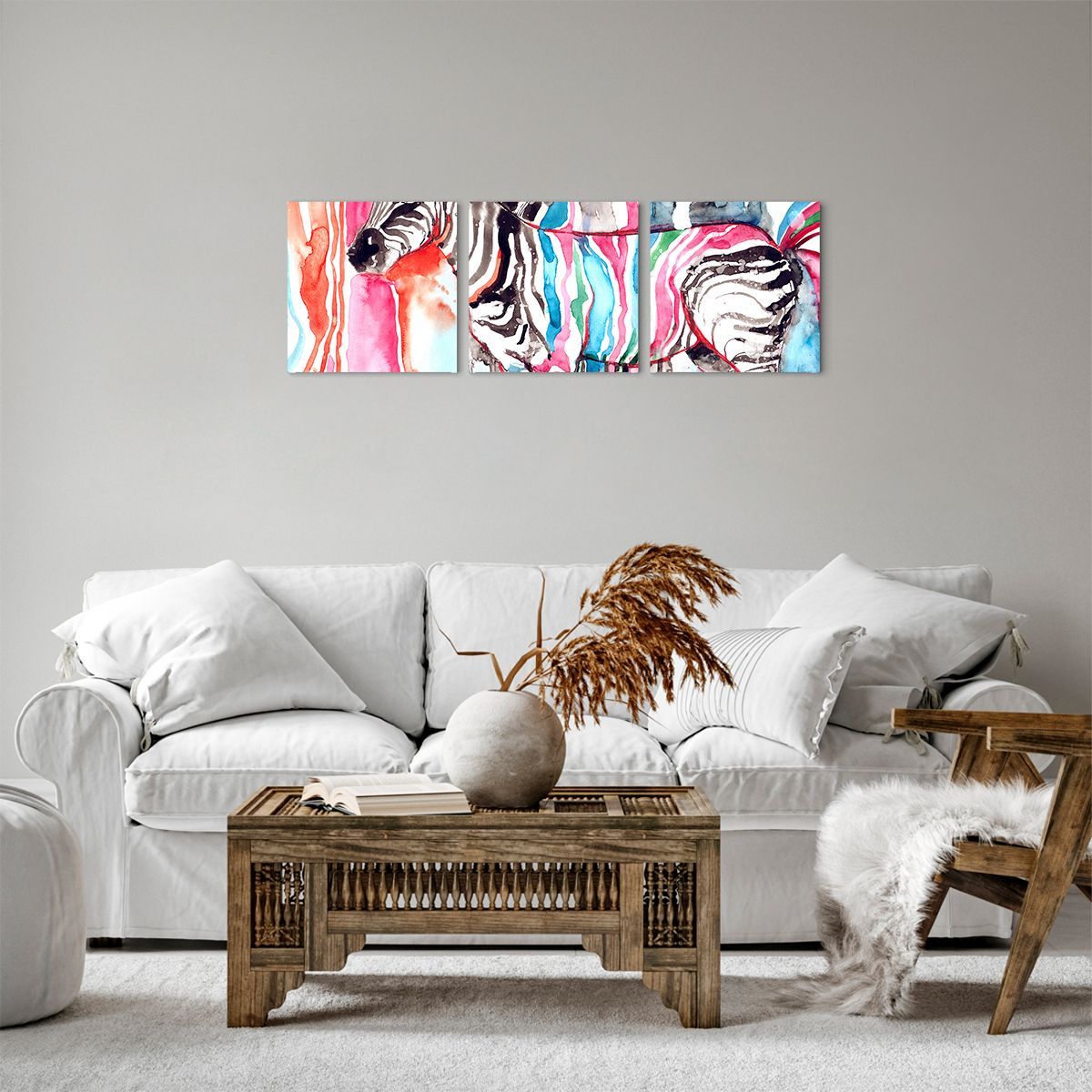 Obraz Na Płótnie - Zebra Rysunek - 90X30 Cm - Ca90X30-3075