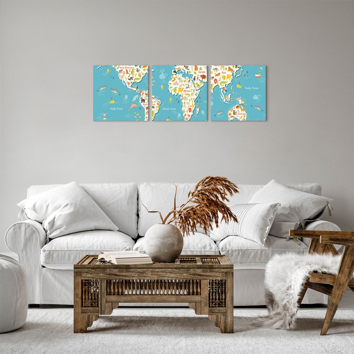 Obraz Na Płótnie - Mapa Kontynent - 90X30 Cm - Ca90X30-3106