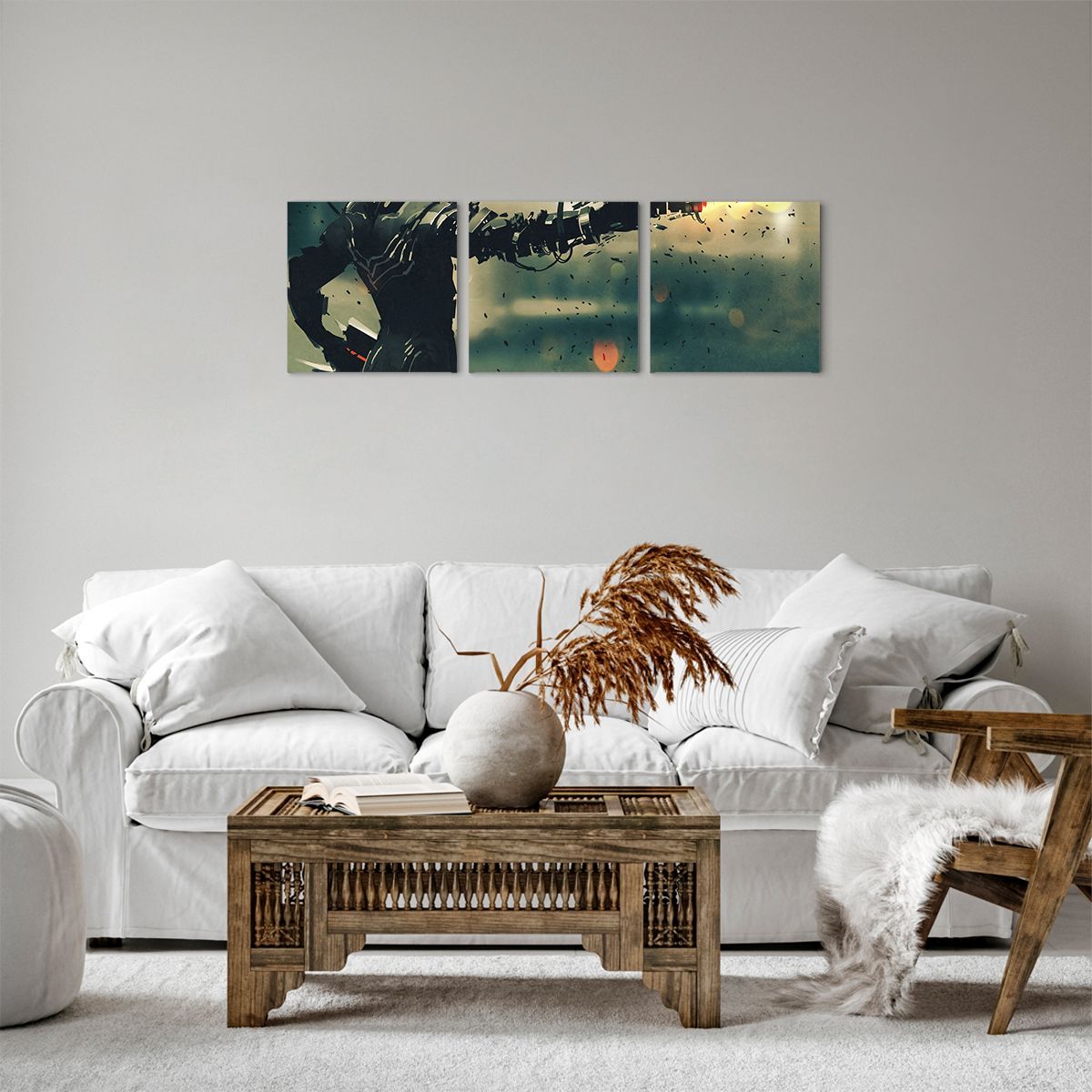 Obraz Na Płótnie - Robot Walka Broń - 90X30 Cm - Ca90X30-3196