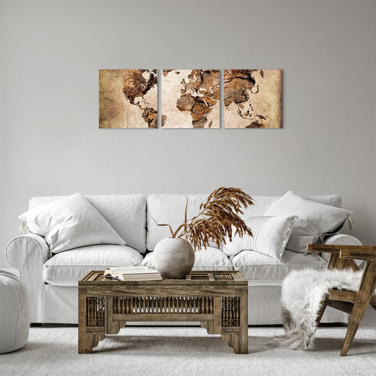 Obraz Na Płótnie - Mapa Kontynenty - 90X30 Cm - Ca90X30-3590