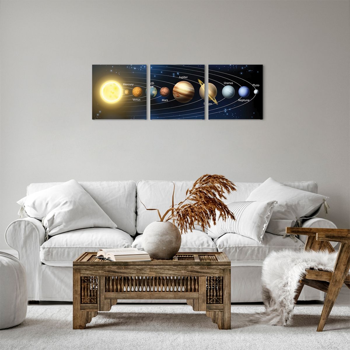Obraz Na Płótnie - Kosmos Planety  - 90X30 Cm - Ca90X30-3650