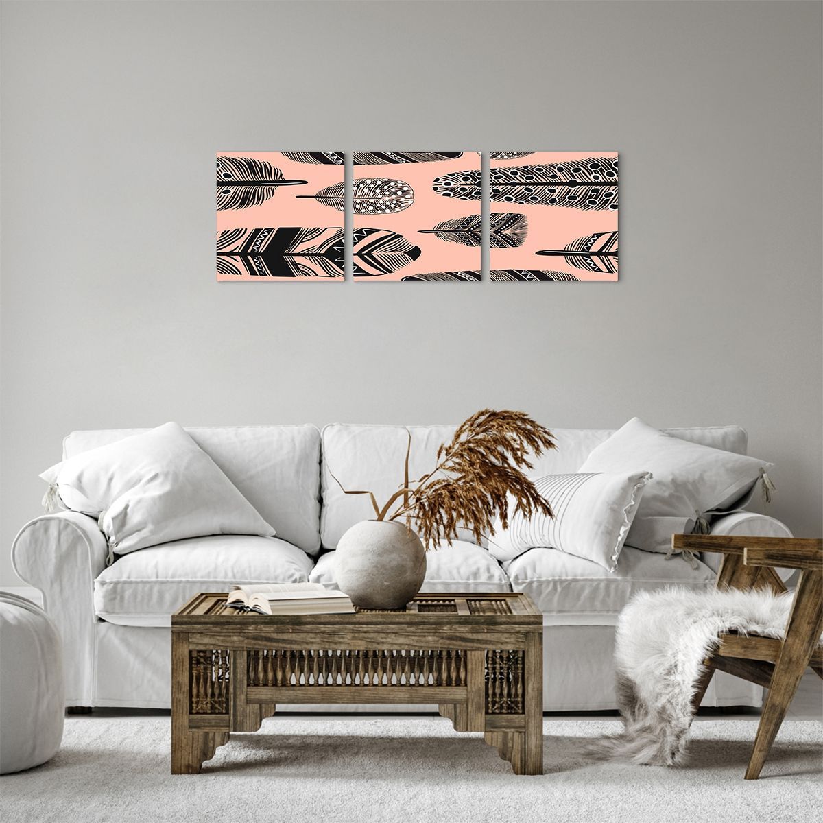 Obraz Na Płótnie - Kompozycja Pióra - 90X30 Cm - Ca90X30-3786