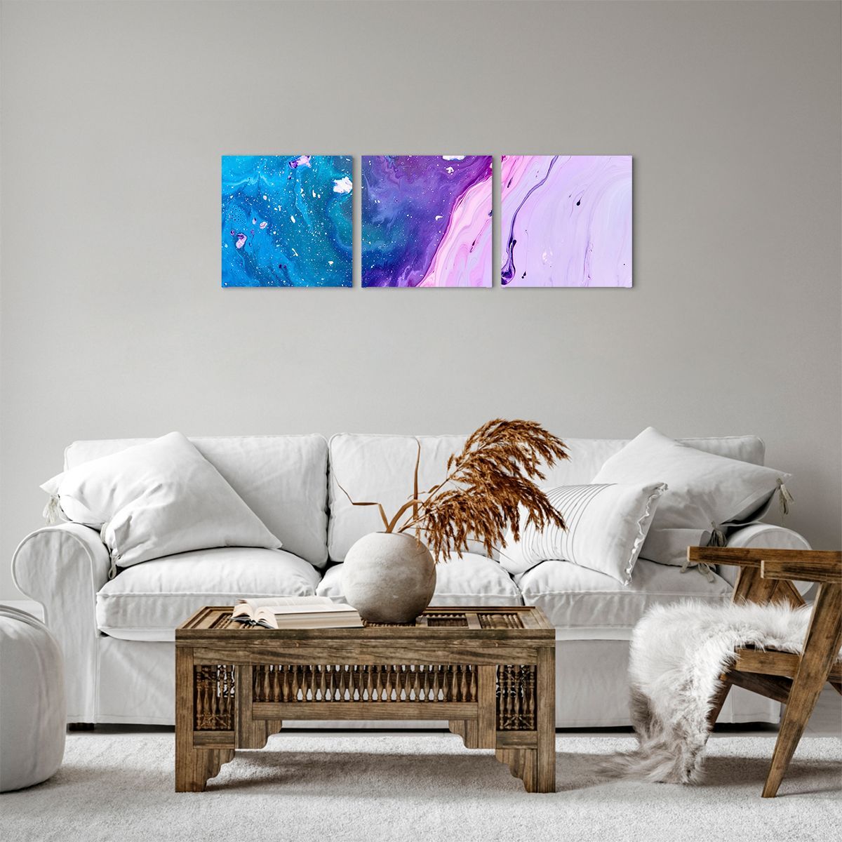 Obraz Na Płótnie - Kompozycja Błekit - 90X30 Cm - Ca90X30-3824