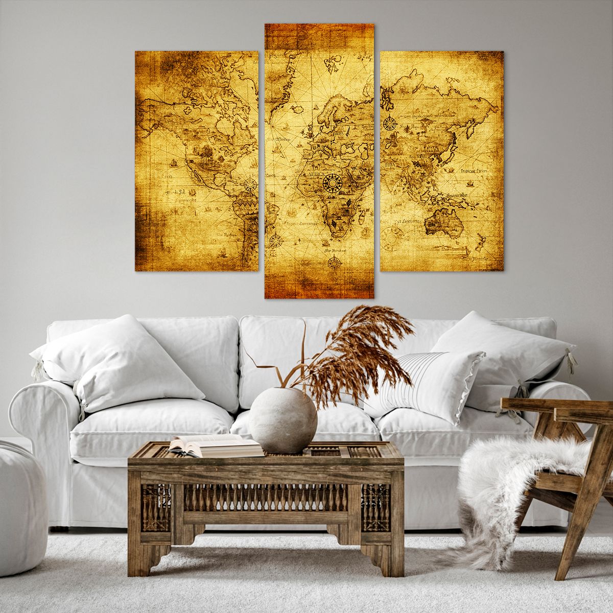 Obraz Na Płótnie - Mapa Świata - 130X100 Cm - Cb130X100-0127
