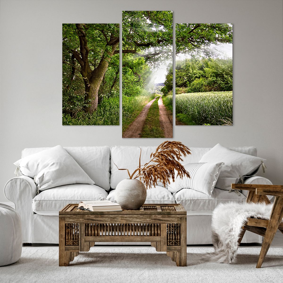 Obraz Na Płótnie - Las Pole Droga - 130X100 Cm - Cb130X100-2637