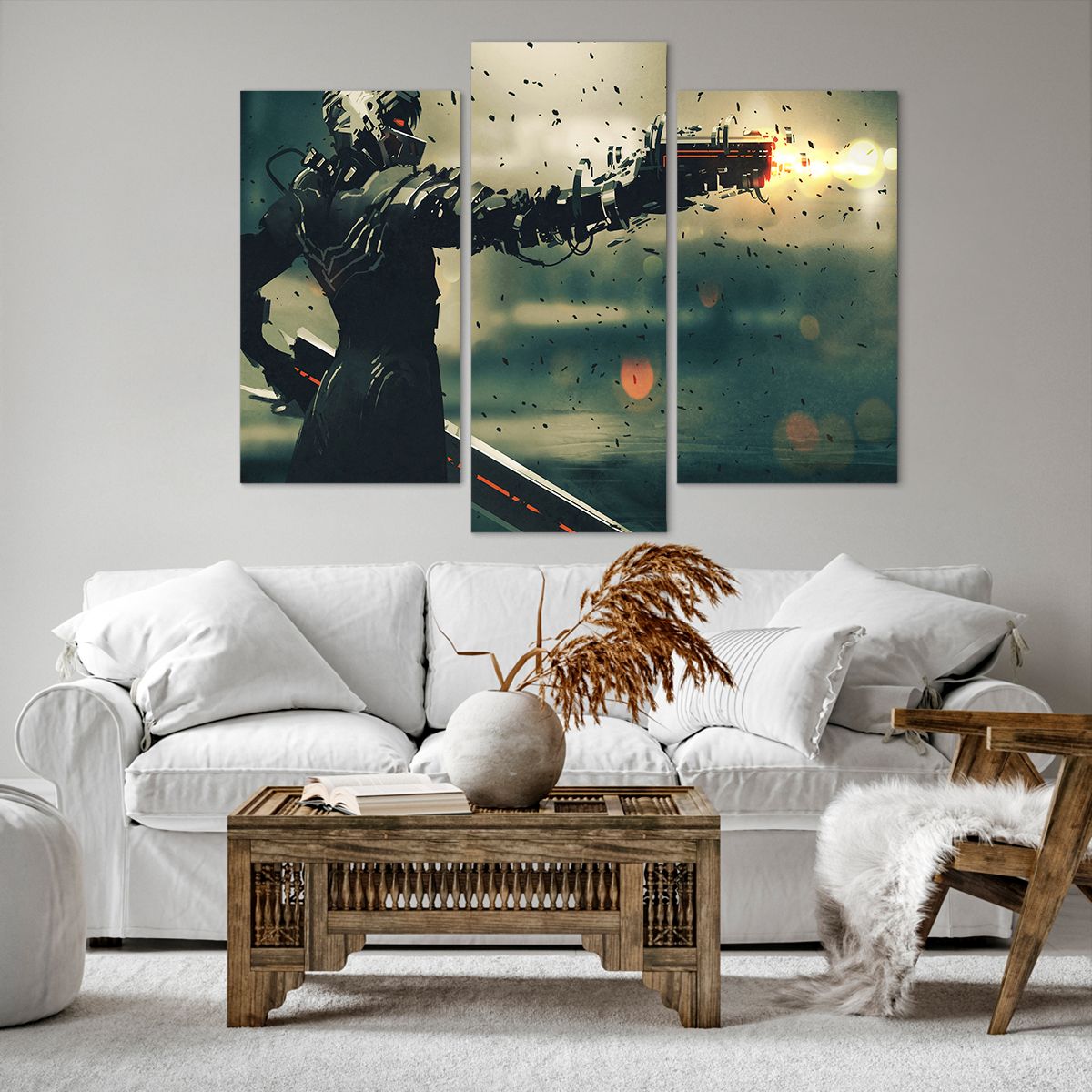 Obraz Na Płótnie - Robot Walka Broń - 130X100 Cm - Cb130X100-3196