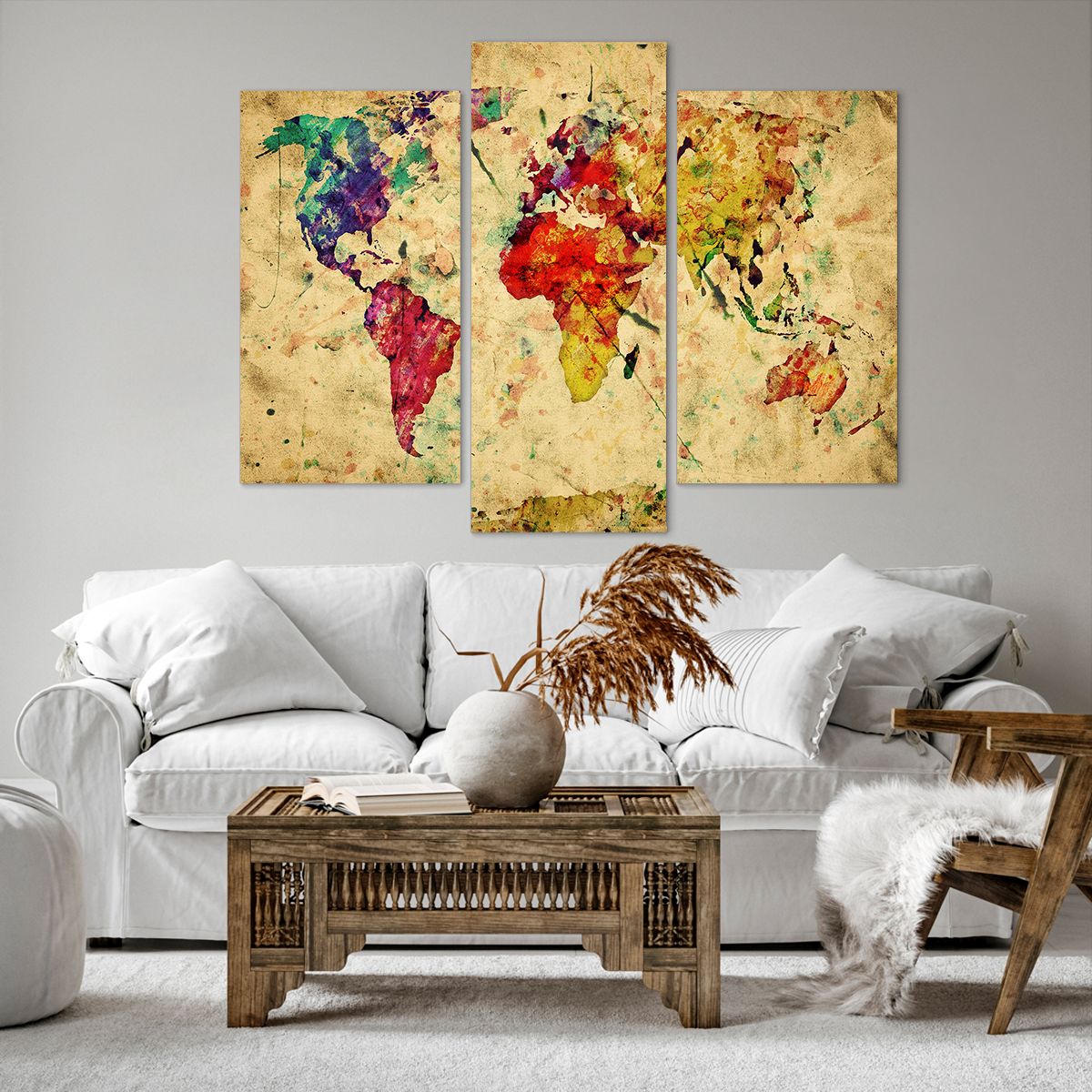 Obraz Na Płótnie - Mapa Kontynenty  - 130X100 Cm - Cb130X100-3582