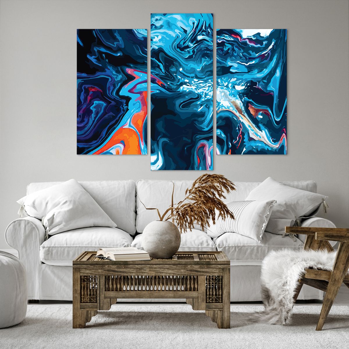 Obraz Na Płótnie - Abstrakcja Błękit  - 130X100 Cm - Cb130X100-4085